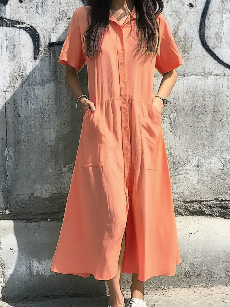 Beautiful Women's Button Casual Pocket Sleeve Shorts