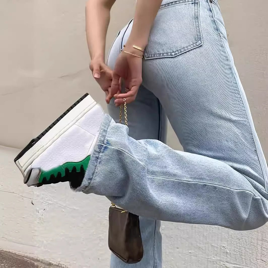 Women's Light Blue Slim High Waist Elastic Jeans
