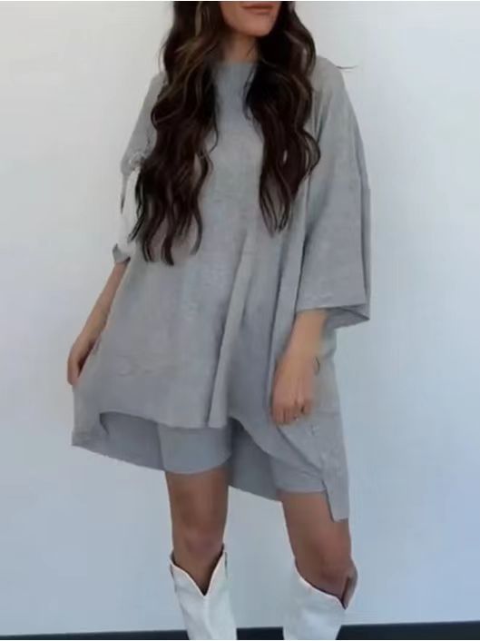 Women's Fashion Solid Color Loose T-shirt Tight Suits
