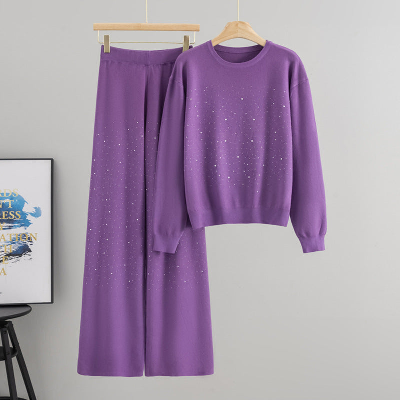 Women's European Goods Starry Rhinestone Long-sleeved Loose Suits