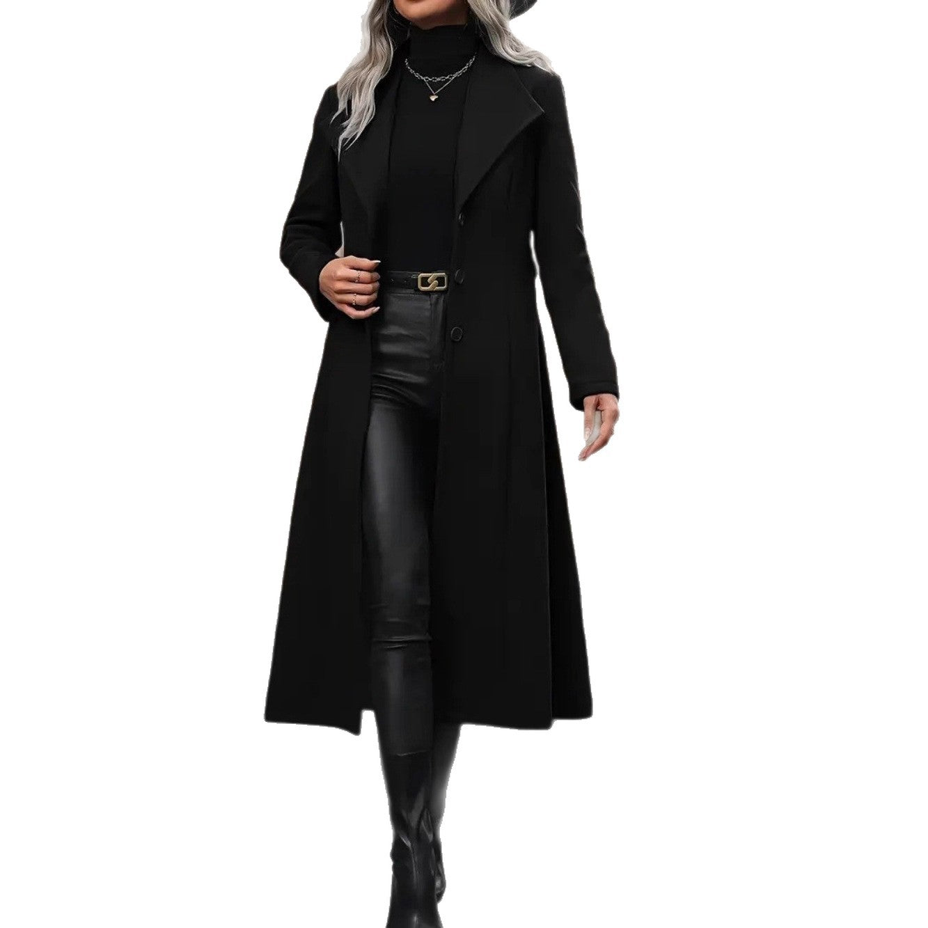 Autumn Lady Minimalist Basic Belt King-size Coats