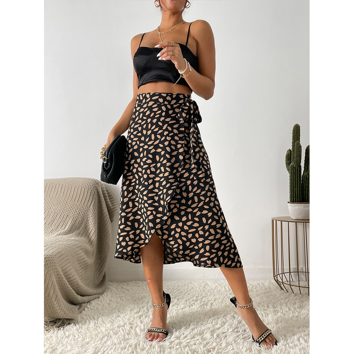 Women's Casual Graceful Polka Dot Floral Print Skirts