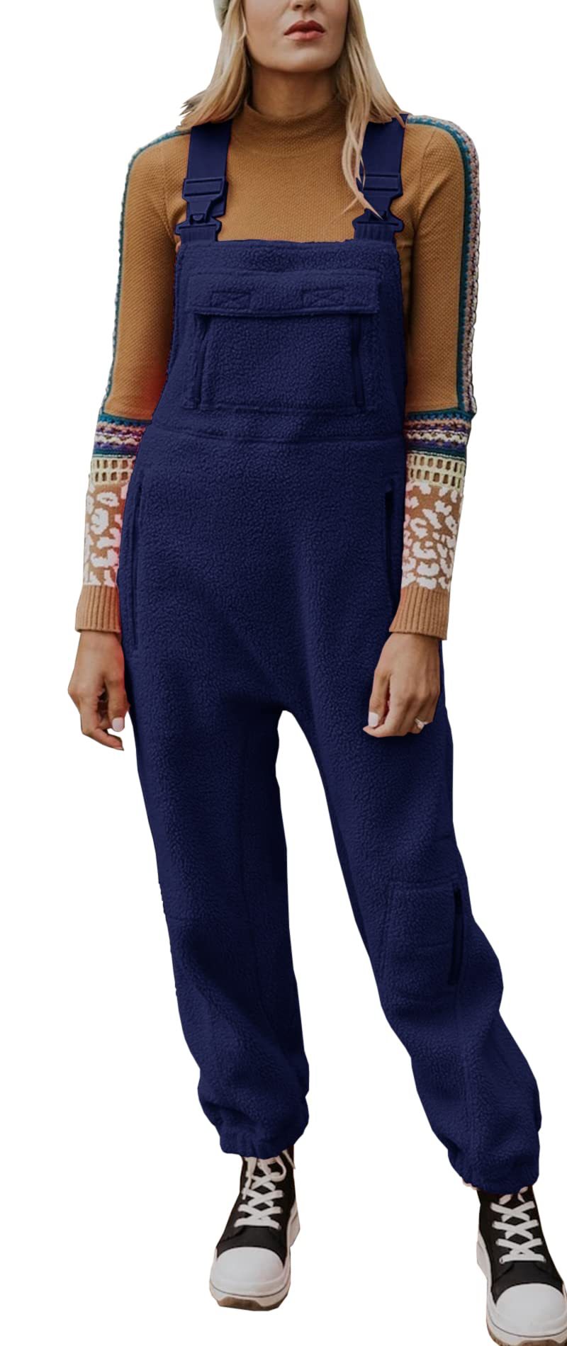 Women's Pocket Solid Color Lamb Wool Adjustable Suits