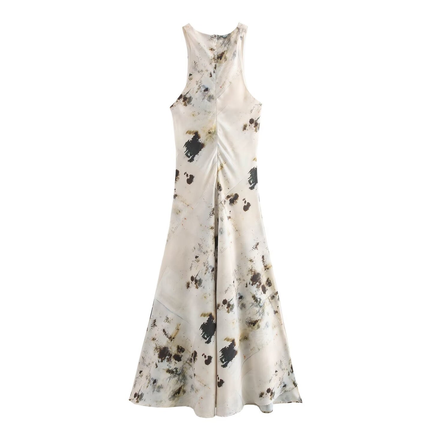 Women's Graceful Fashionable Pleated Print Sleeveless Dress Clothing