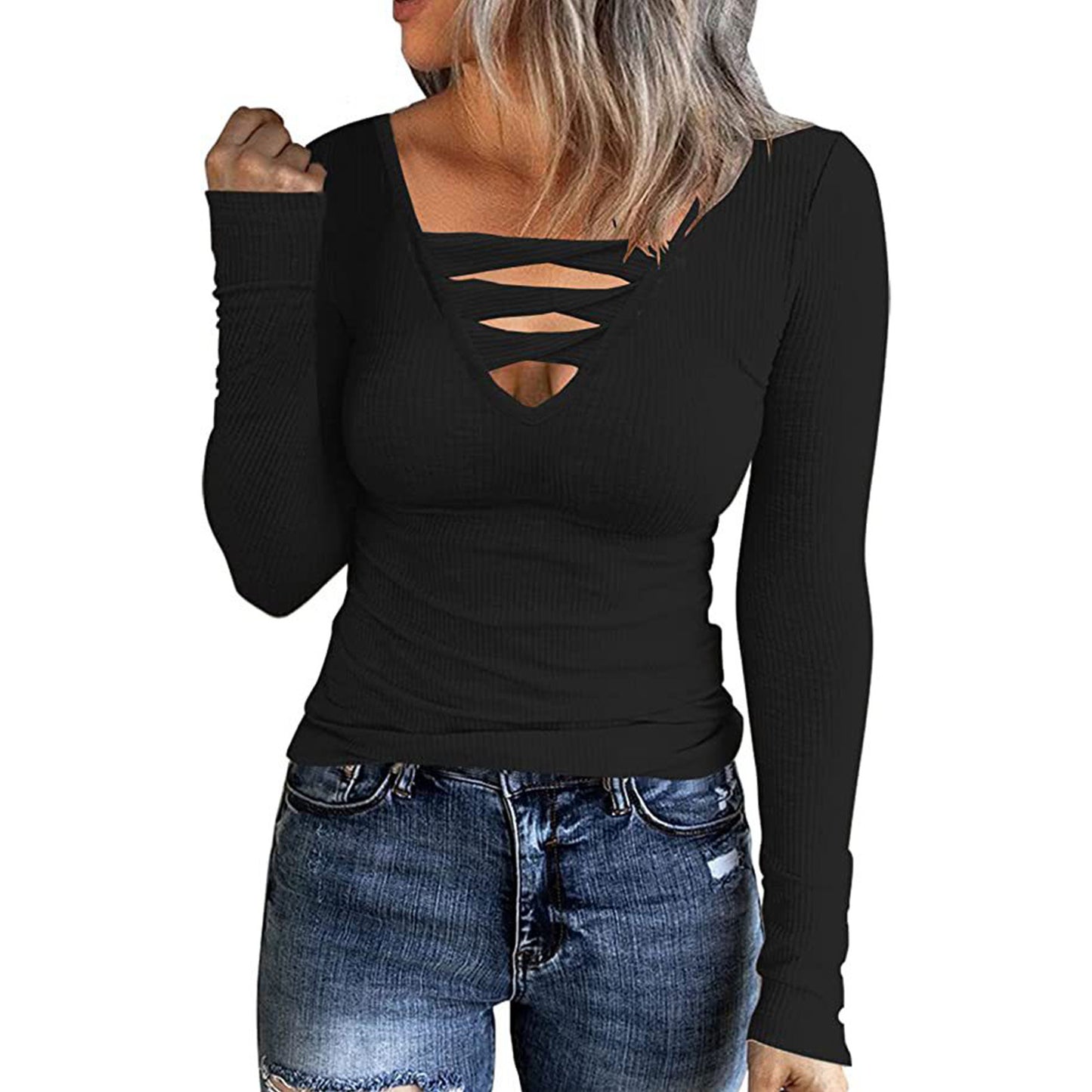 Women's Autumn Button Color Long Sleeve T-shirt Blouses