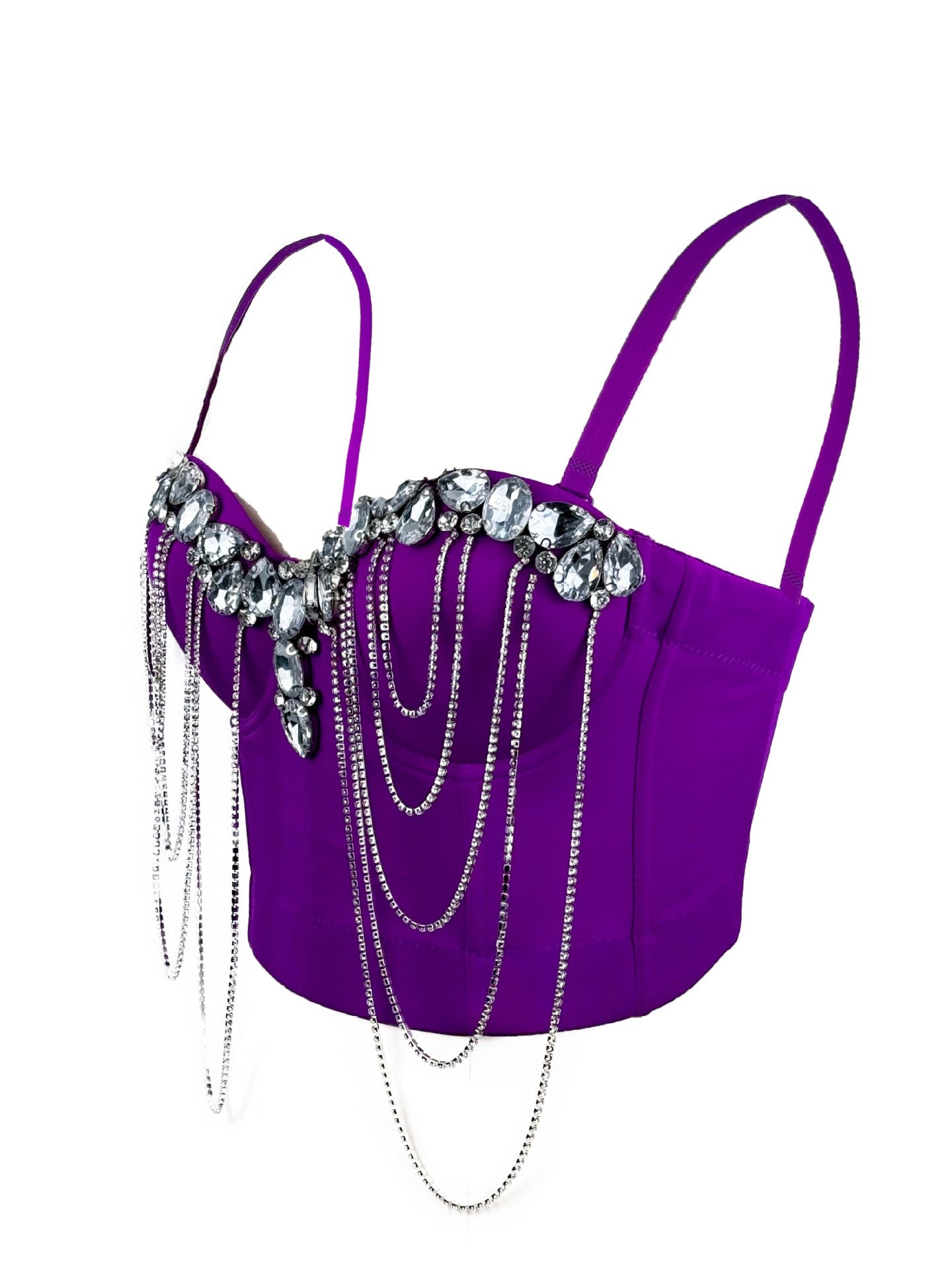 White Chain Diamond Sexy Bra Design Sense Tops