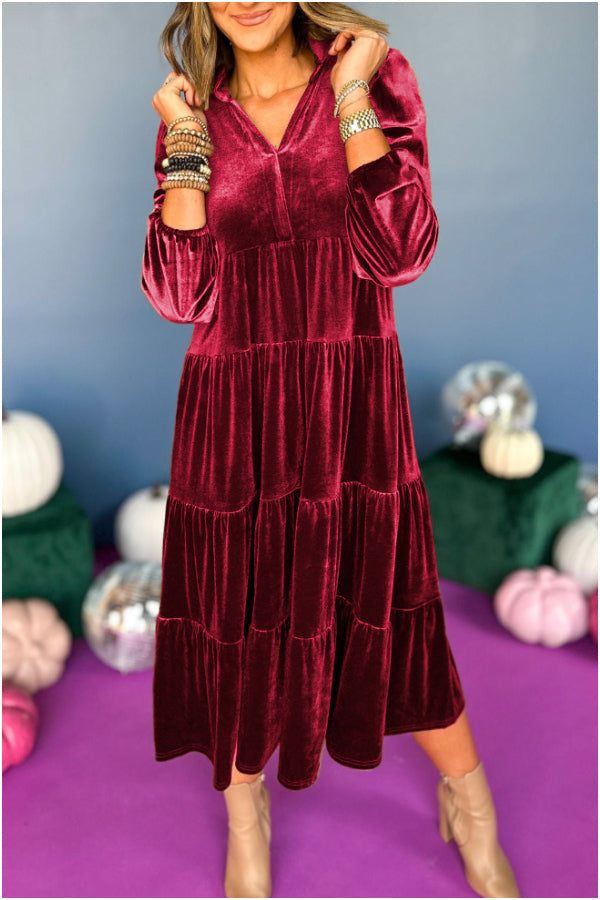 Attractive Long Veet Loose Ruffled Large Dress