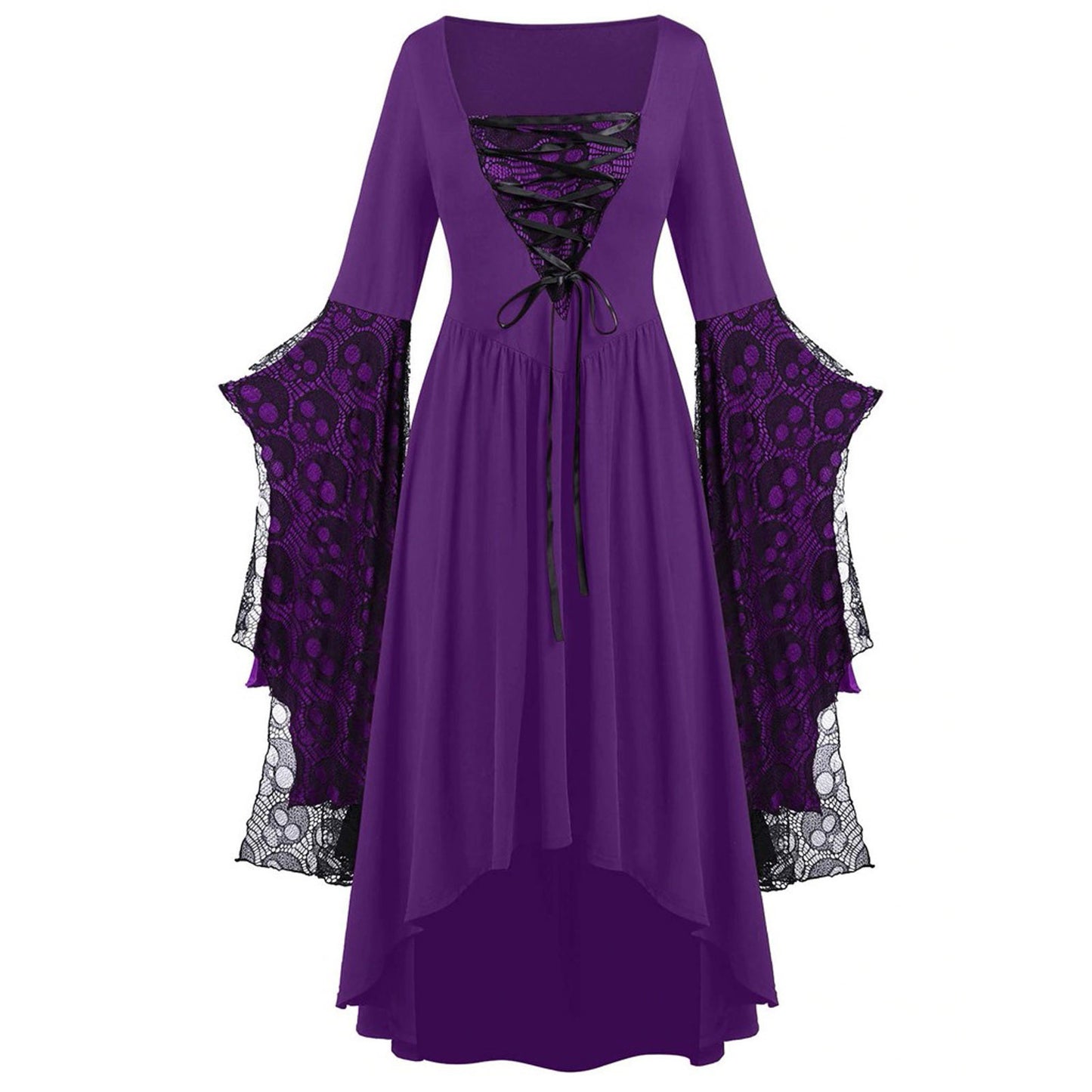 Unique Women's Halloween Skull Lace Tied Dress