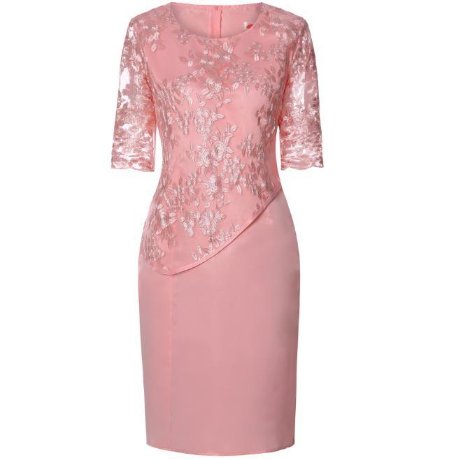 Women's Lace Stitching Faux Two-piece Set Fat Dresses