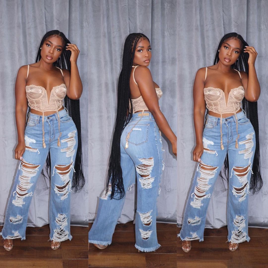 Pretty Elegant Sexy Fashion Burnt Ripped Pants