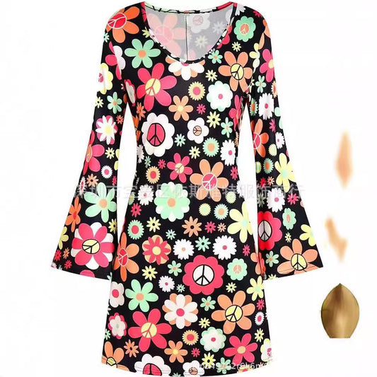 Halloween Hippies Disco Dress Without Headband Dresses