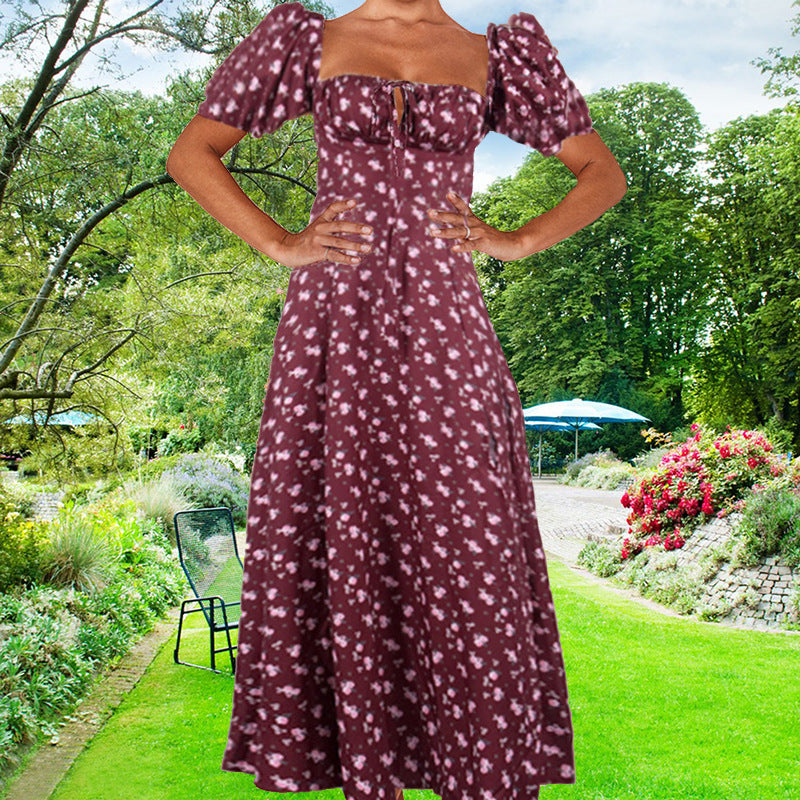 Women's Fresh Floral Split Sling Dress Dresses