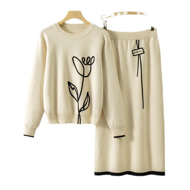 Women's Korean Style Gentle Knitting Dress Two-piece Fashion Casual Suit