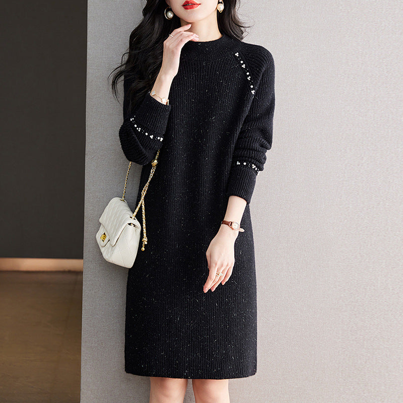 Women's Christmas Red Midi Half Turtleneck Bottoming Shirt Sweater