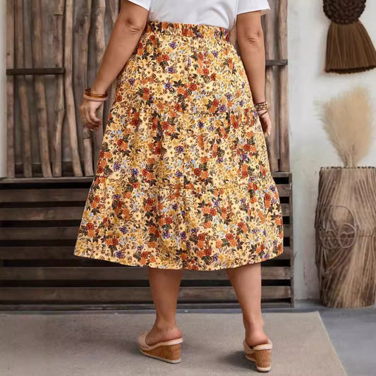 Women's Fashion Printed Floral High Waist Female Skirts