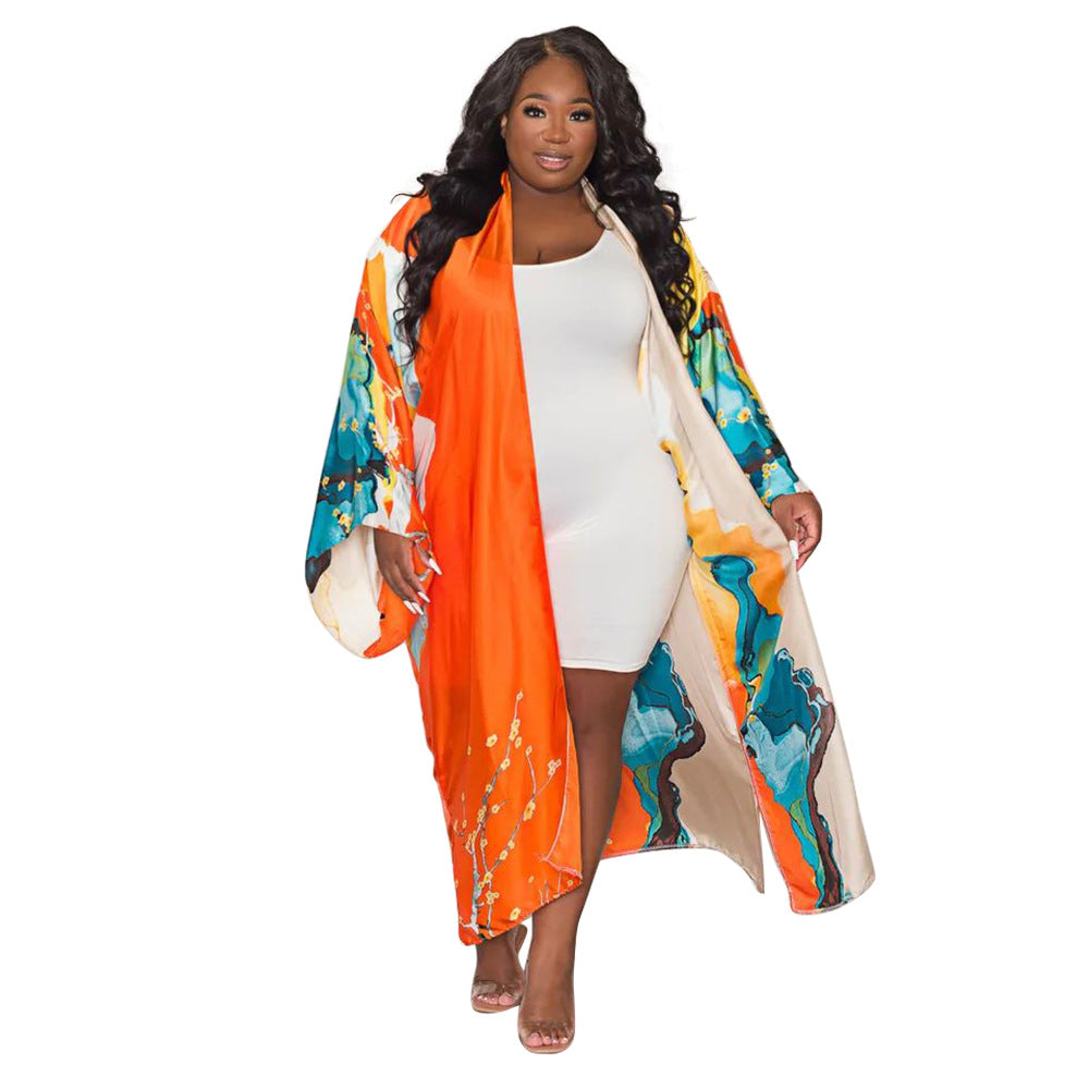 Women's Autumn Print Loose Casual Kimono Long Clothing