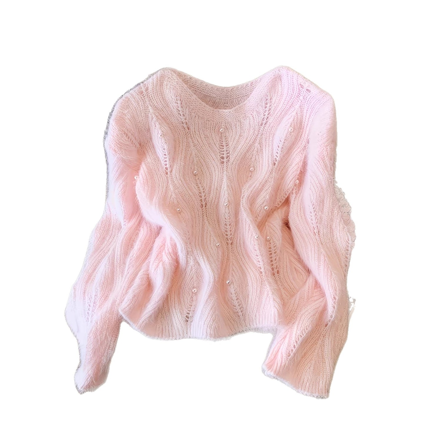 Women's Round Neck Thin Long-sleeved Autumn Slimming Hollow Sweaters
