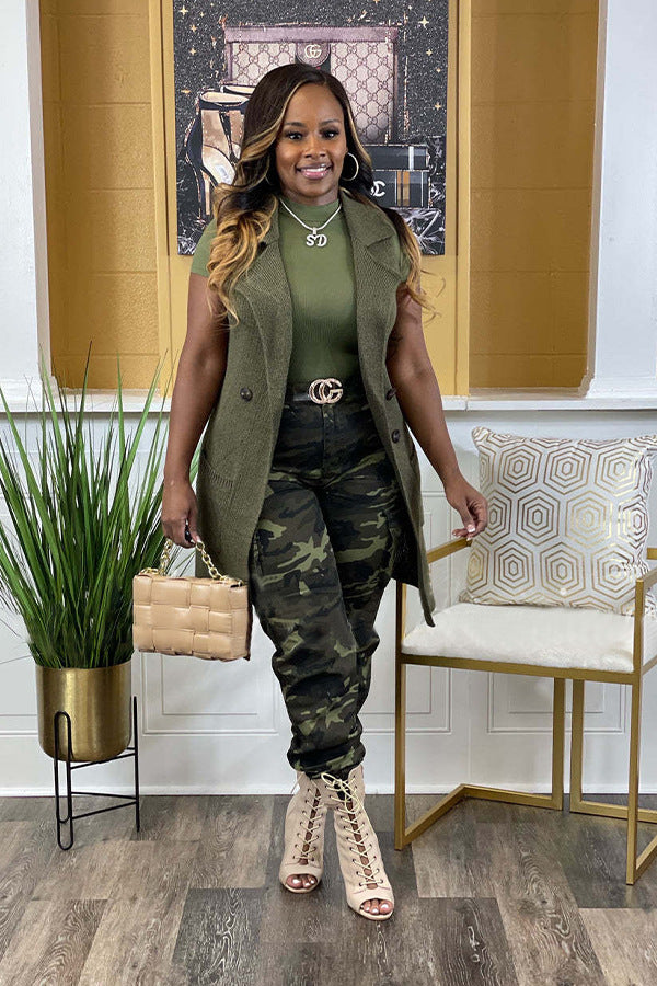 Women's Fashion Wear Camouflage With Cotton Tapered Pants