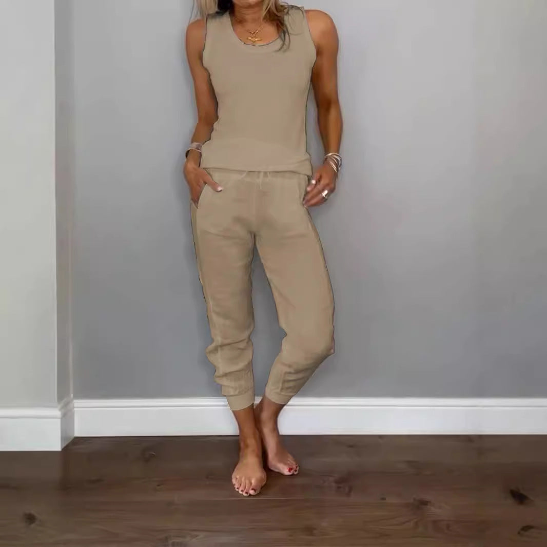 Pretty Versatile Classy Linen Drawstring Casual Suits