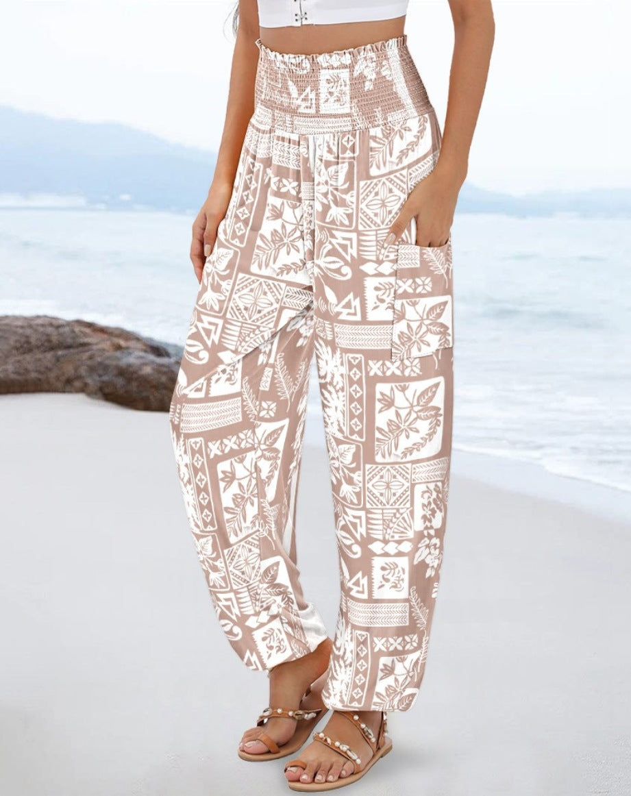 Women's Loose High Waist Print Casual Pants