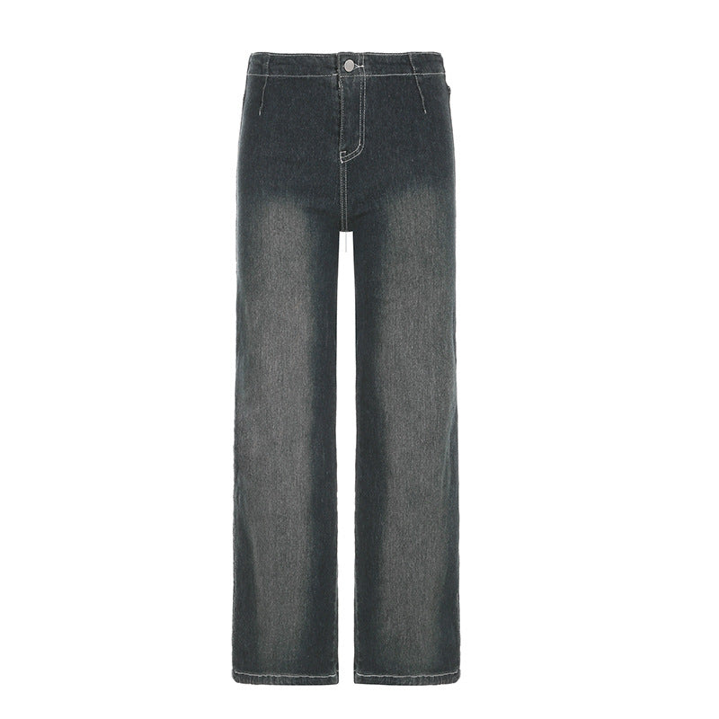Women's Blue Letters Embroidered Slim Fit Hot Low Jeans