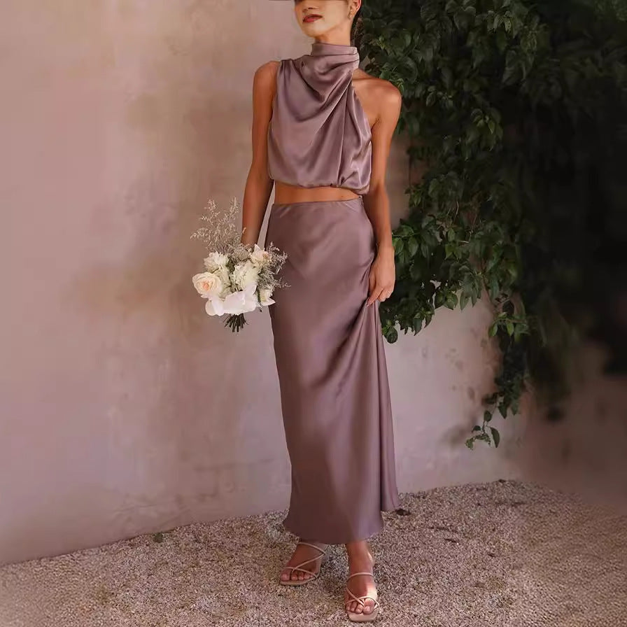 Stylish Satin Slim Fit Casual Two-piece Suits
