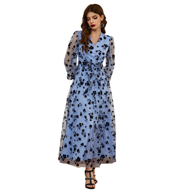 Women's Casual Autumn Elegant High Waist Mesh Dresses