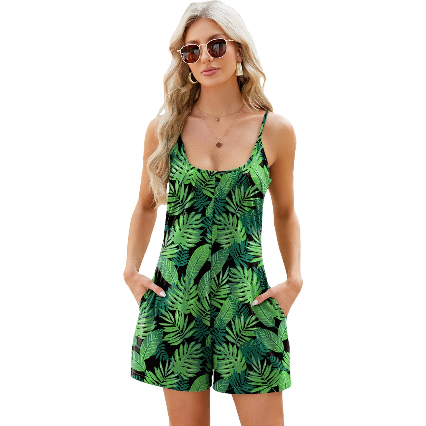 Sling One-piece Casual Solid Color Loose Jumpsuits
