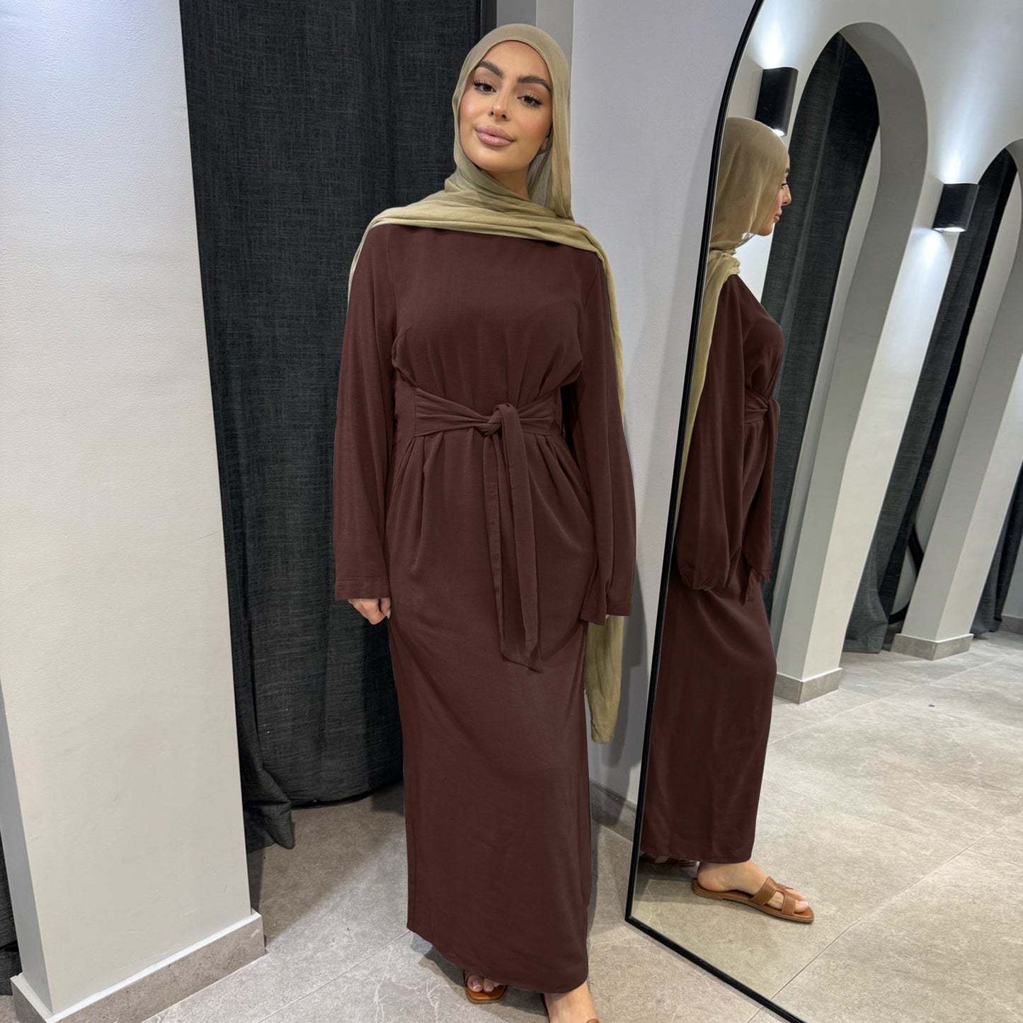 Popular Fashion Cotton Linen Robe Dress Dresses