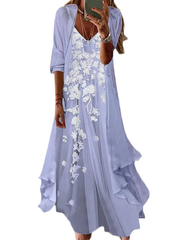 Women's Summer Print Holiday Suspender Dress Outerwear Dresses