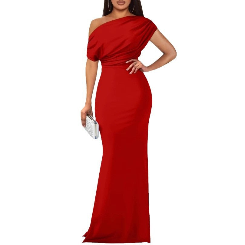 Sleeveless Cold-shoulder High Sense Skinny Long Dresses