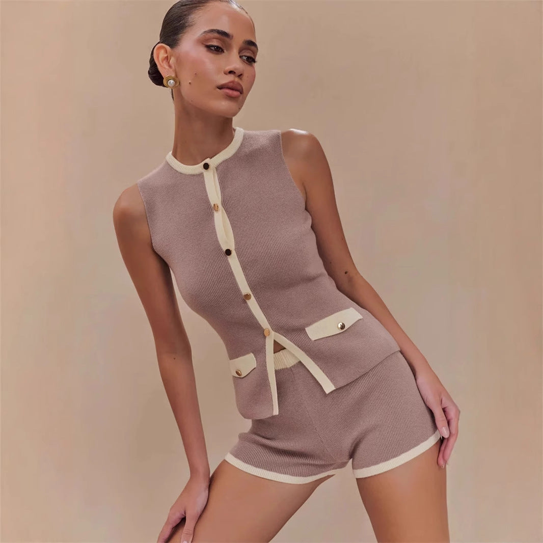 Classic Style Elegant Knitted Button French Blouses