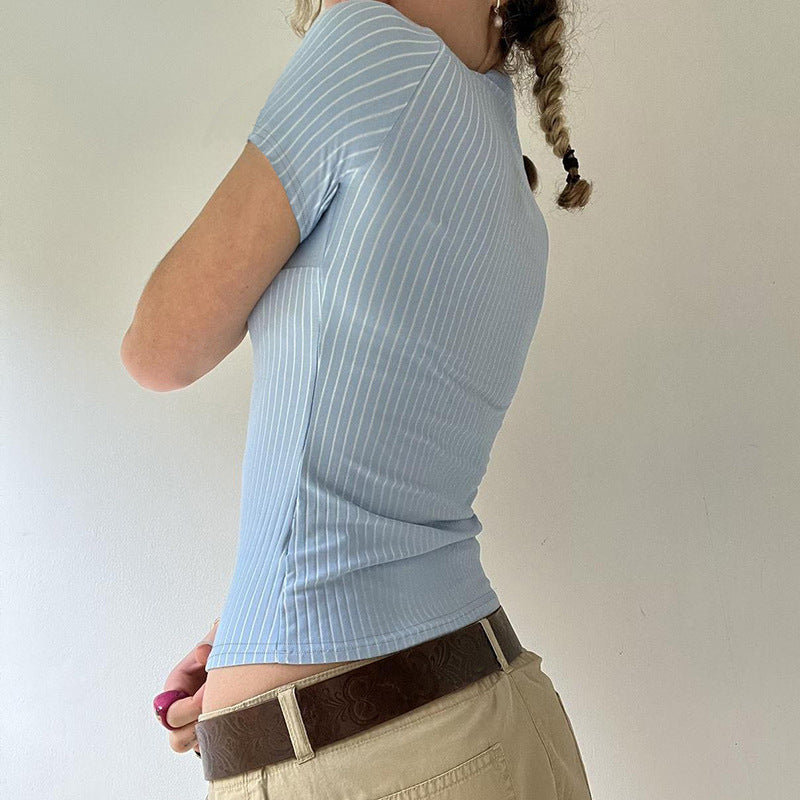 Women's Commute Polo Collar Stripes Shirt Sleeve Basic Urban Blouses