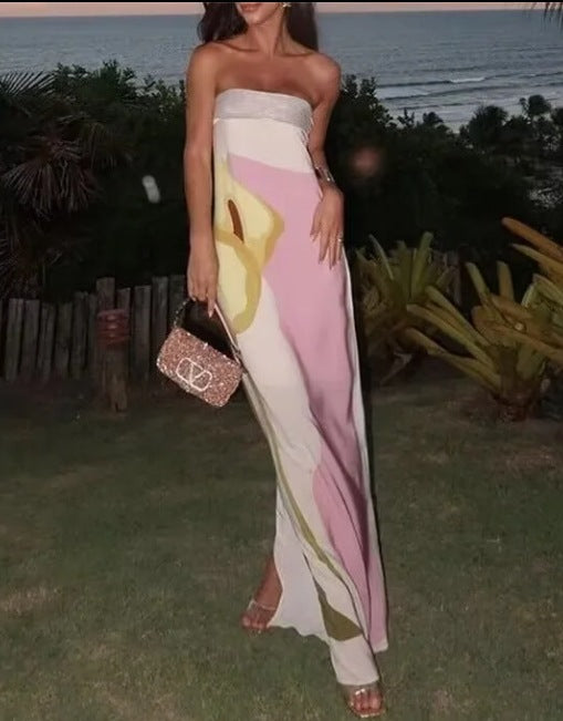 Women's Avocado Printed Tube Rest Assured Dresses