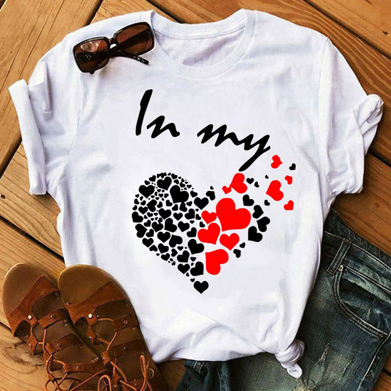 Women's Sleeve T-shirt Love Series Korean Style Blouses