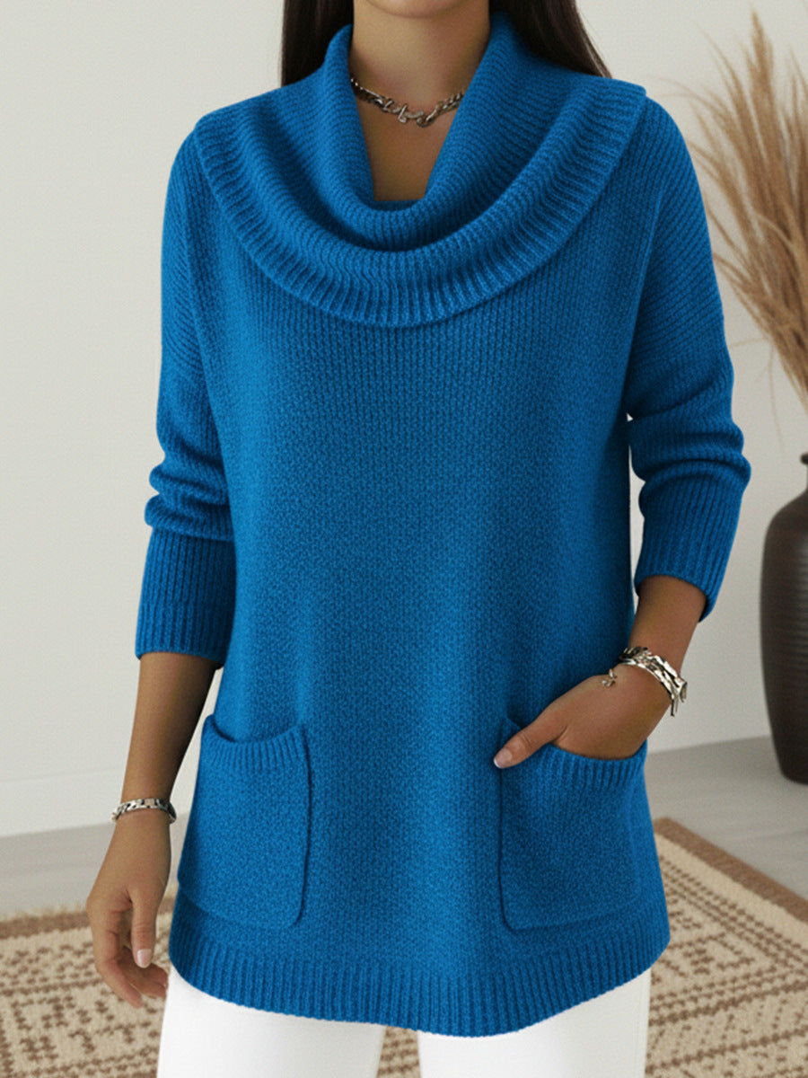 Women's Solid Color Pocket Long Sleeve Tops