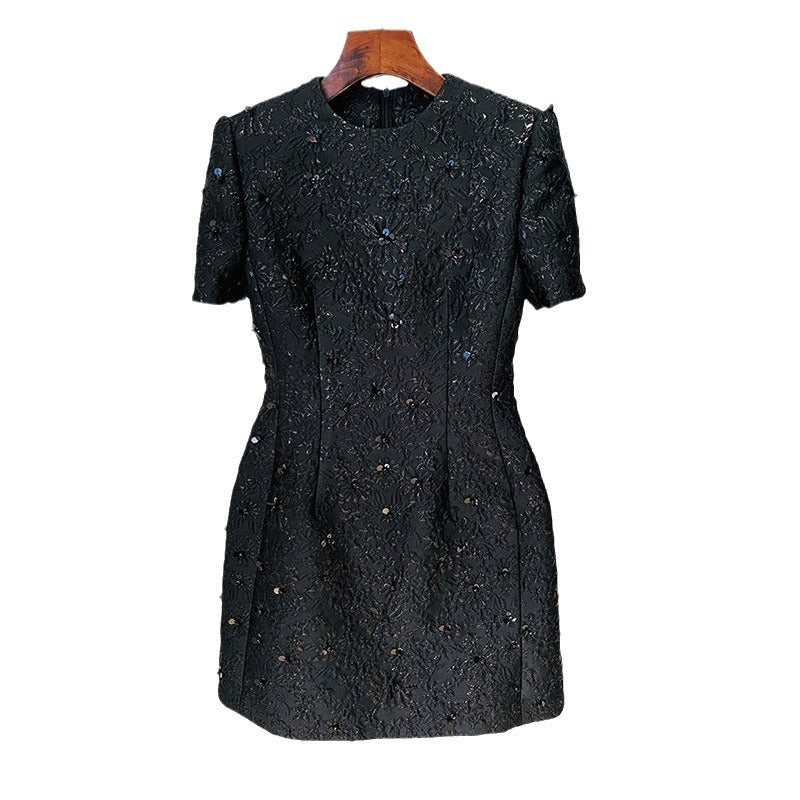 Fashion Elegant Graceful Jacquard Beaded Sleeve Dresses