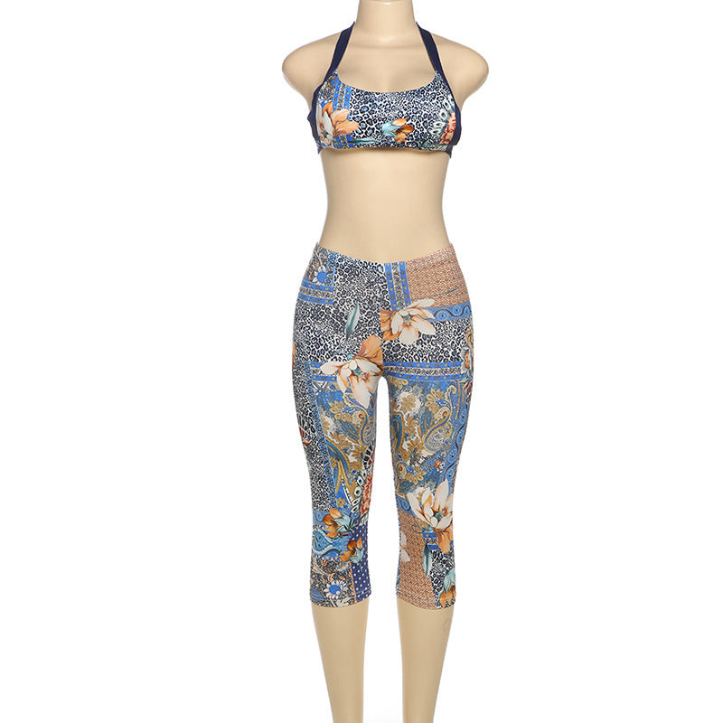 Women's Spring Personalized Fashion Flower Print Sleeveless Jumpsuits