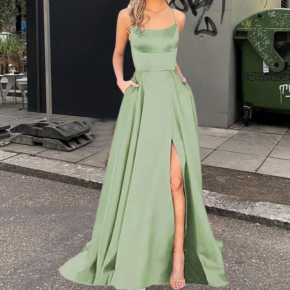 Bridesmaid Dress Long Slimming Shoulder Hollow Girlfriends Evening Dresses