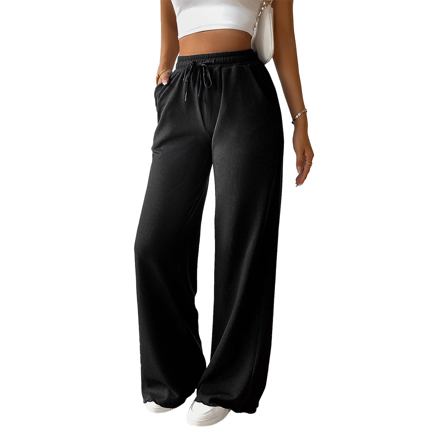 Women's Loose Casual Solid Color Wide Leg Pants