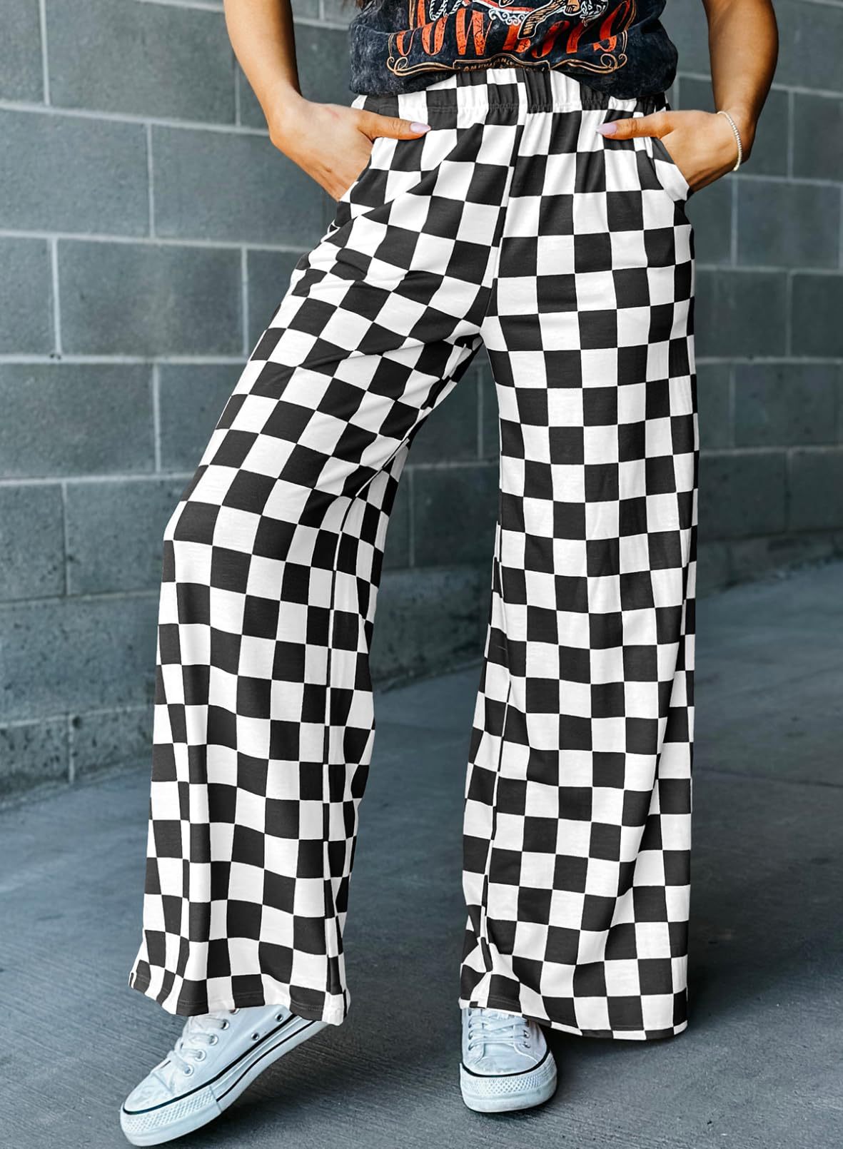 Women's Printed Loose Elastic Waist With Pocket Pants