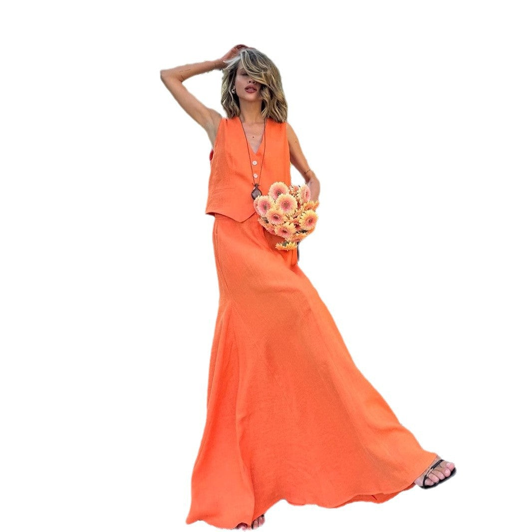 Women's Cotton Linen Summer Large Swing Casual Suits