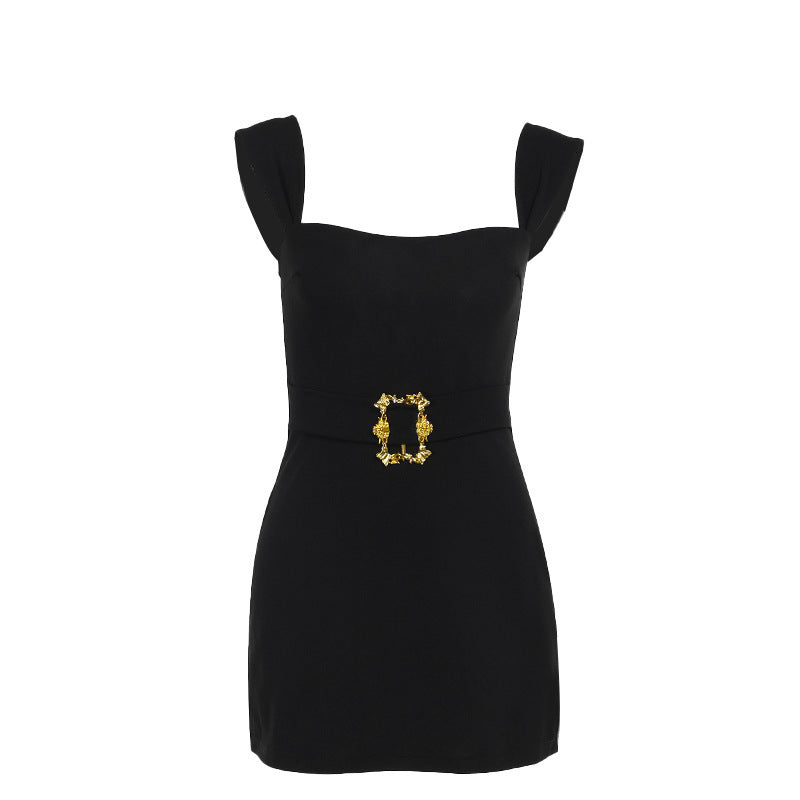 Women's Summer Sexy Hip Fashion Style Elegant Metal Accessories Dress