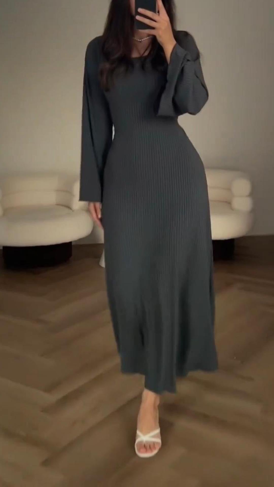 Women's Long Sleeve Split Loose Leisure Professional Dresses