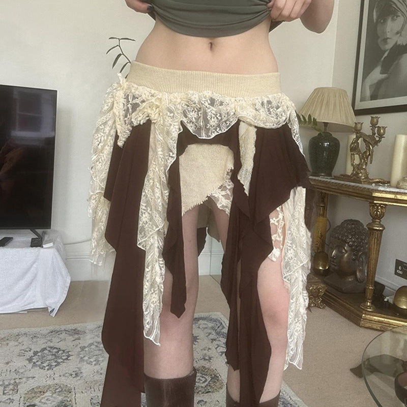 Soil Style Rags Stitching Irregular Hot Retro Skirts