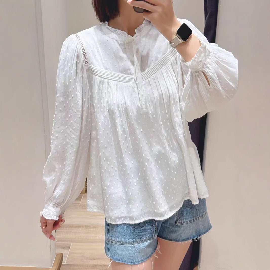Polka Dot Jacquard Soft Glutinous Lace Blouses