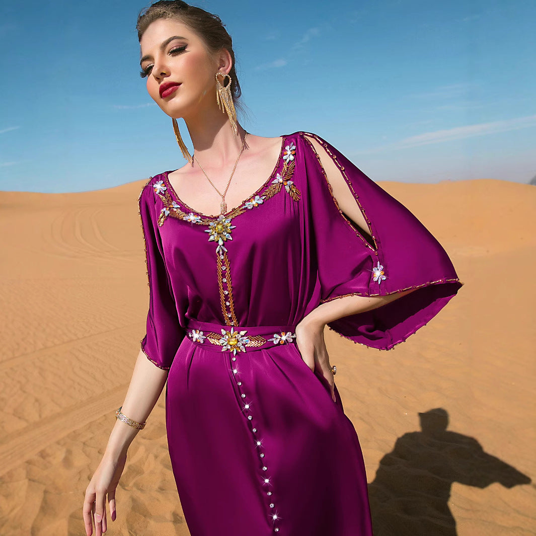 Rose Purple Hand Sewing Drill Design Dresses
