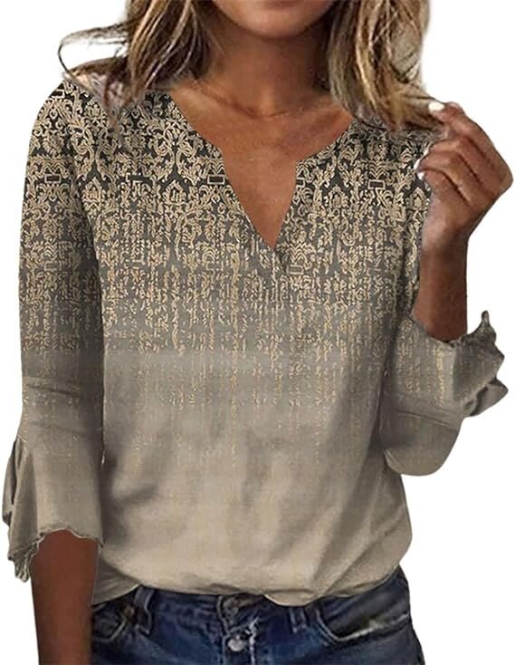 Women's Long-sleeved Printed Ethnic Fashion T-shirt Blouses
