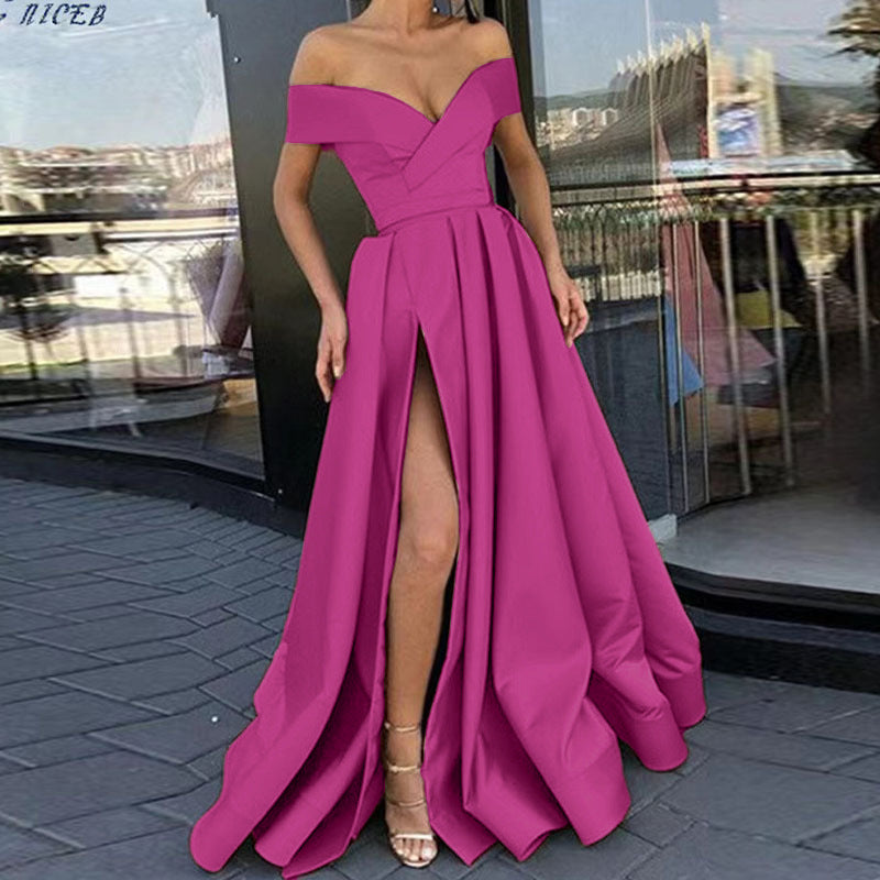 Women's Classic Dress Summer Deep Satin Evening Dresses