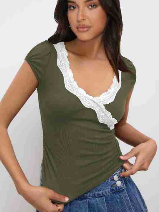 Women's Contrast Color Short-sleeved T-shirt Summer Hot Tops